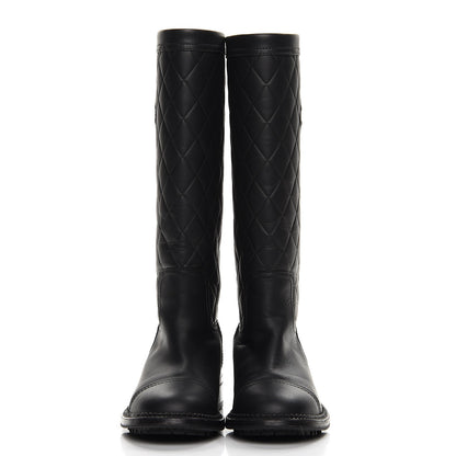 Chanel Calfskin Quilted Riding Boots 35.5 Black 3 of 9