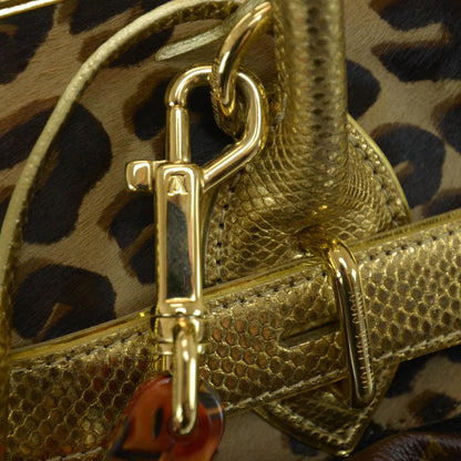 Louis Vuitton Monogram Leopard Pleated Steamer Bag 5 of 10