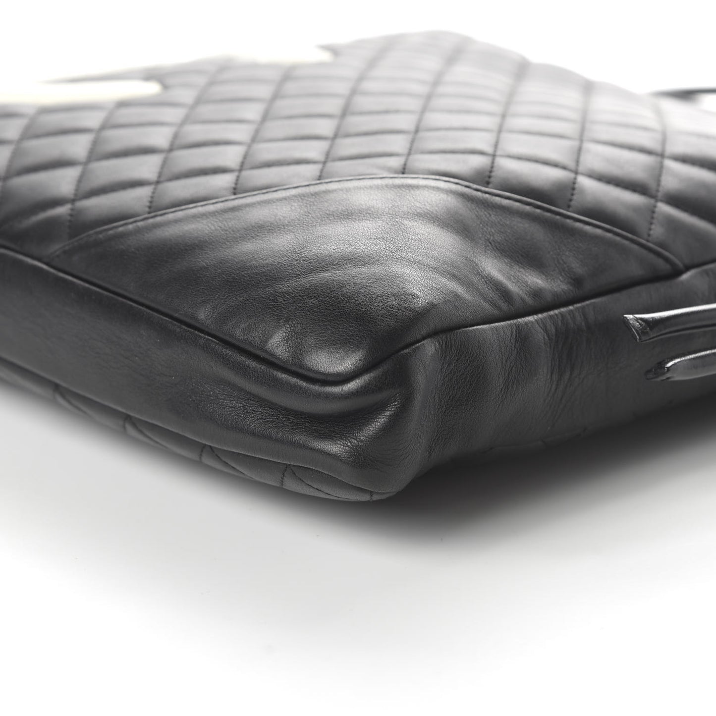 Calfskin Quilted Large Cambon Messenger Black White