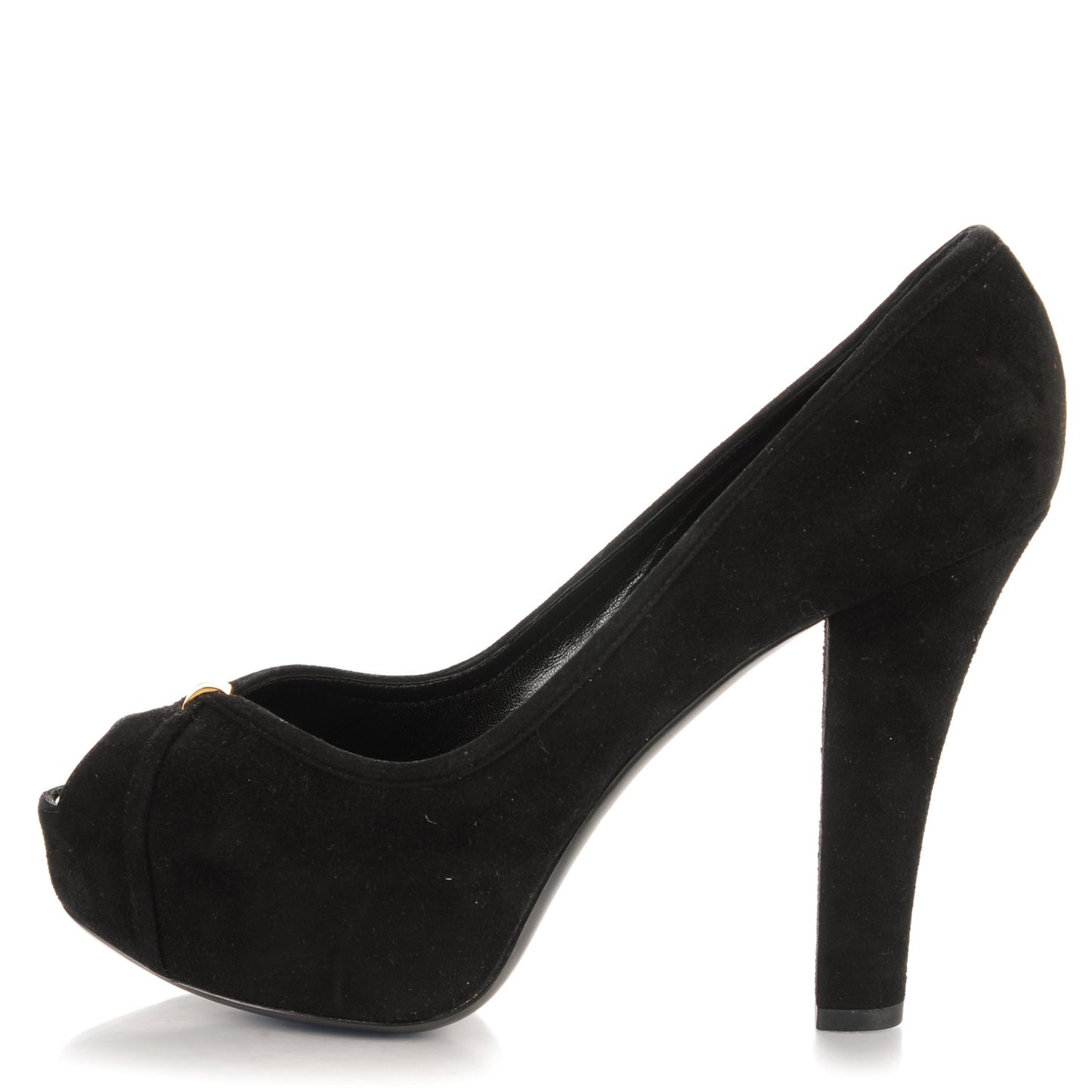 Suede Monogram Kimono Open Toe Pumps 38 Black