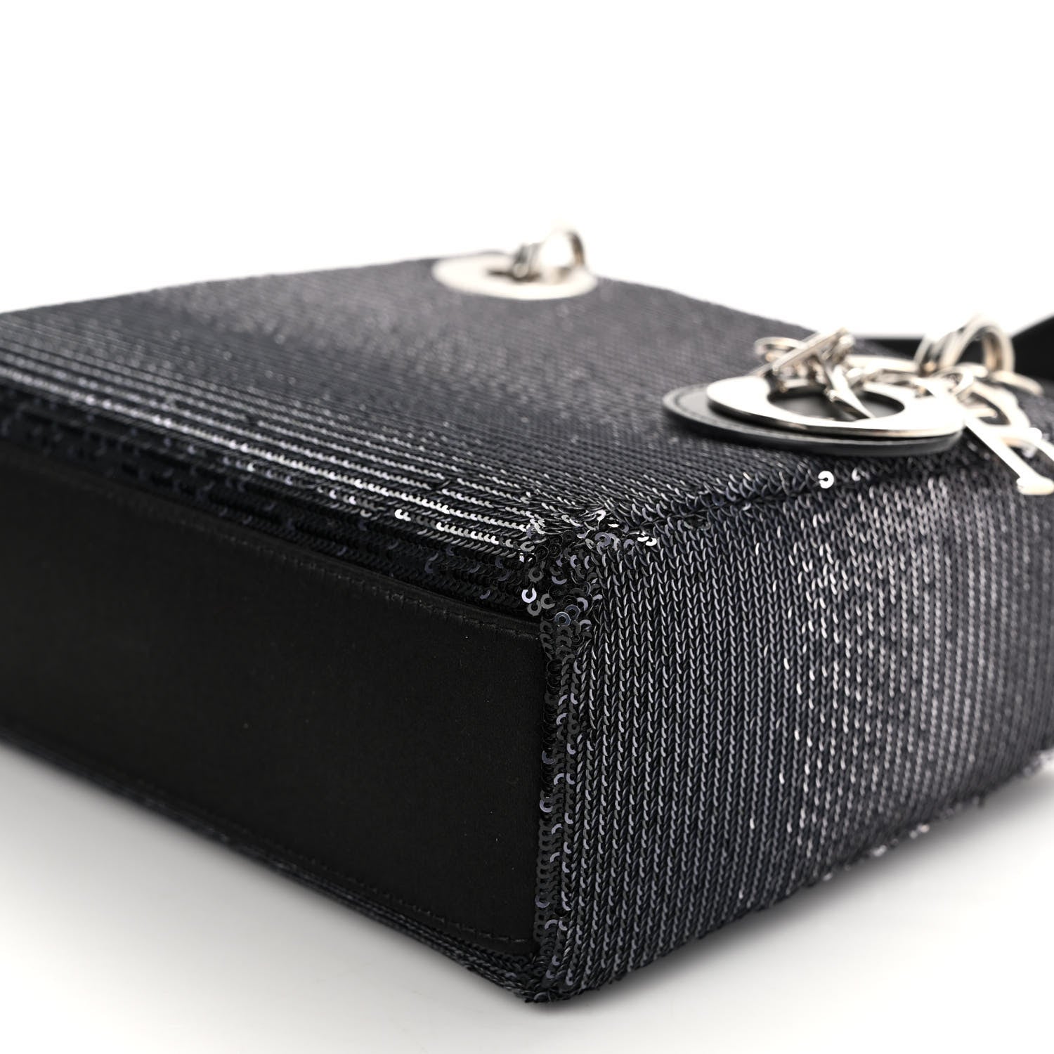 Christian Dior Satin Sequin Gradient Mini Lady Dior Black Silver 9 of 10