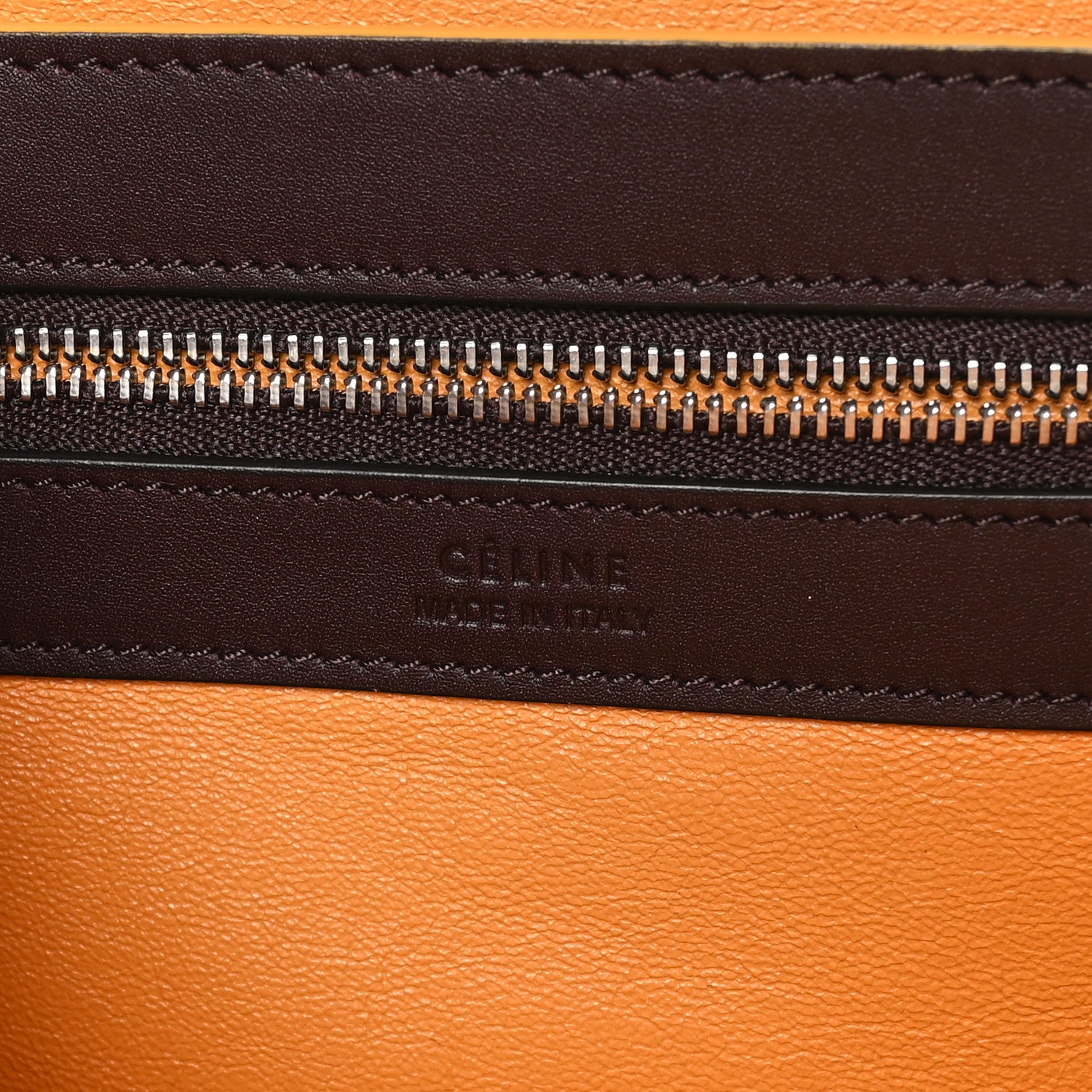 Celine Smooth Calfskin Small Tassel Cabas Phantom Burgundy Orange 6 of 9