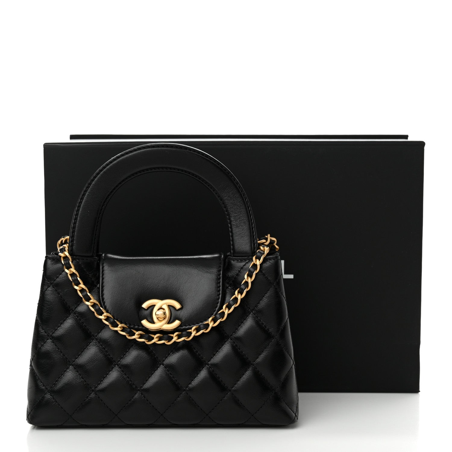 Chanel Shiny Aged Calfskin Quilted Nano Kelly Shopper Black 13 of 13