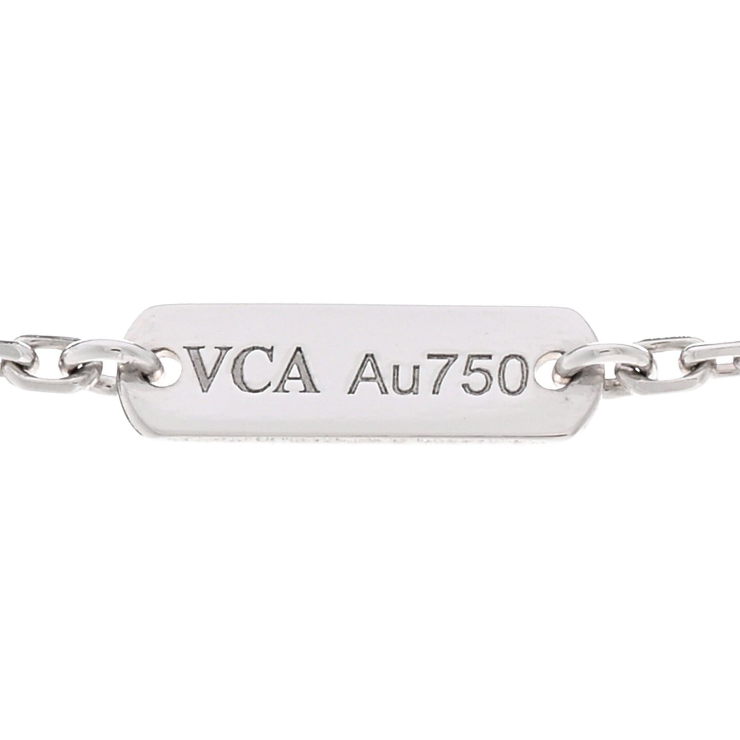18K White Gold Chalcedony Vintage Alhambra Pendant Necklace