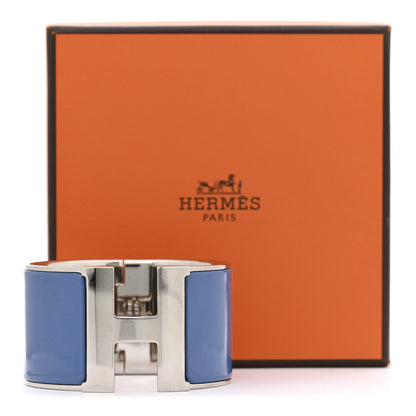 Hermes Enamel Extra Wide Clic Clac H Bracelet PM Bleu Turquin 7 of 7
