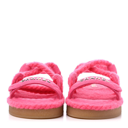 Chanel Cord Lambskin Quilted Logo Sandals 41 Pink 2 of 9