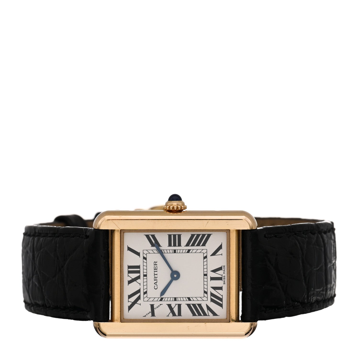 Cartier Stainless Steel 18K Yellow Gold Alligator 24mm Tank Solo Quartz Watch 2 of 5