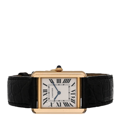 Cartier Stainless Steel 18K Yellow Gold Alligator 24mm Tank Solo Quartz Watch 2 of 5
