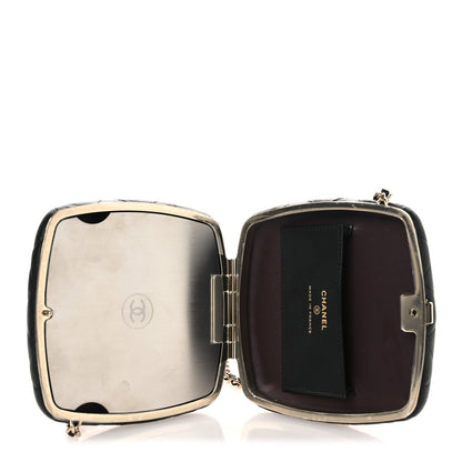 Chanel Lambskin Quilted Compact Vanity Case Purse With Chain Black 5 of 15