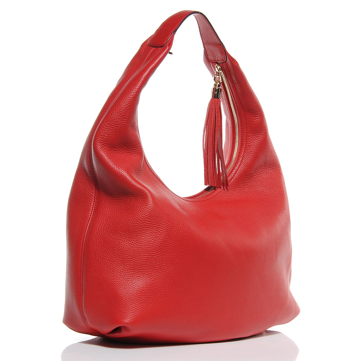 Pebbled Calfskin Large Soho Hobo Red