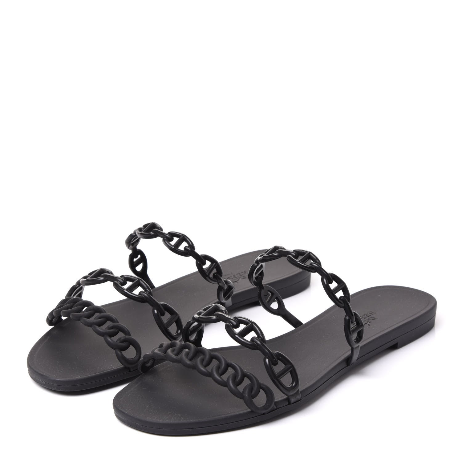 Hermes Rubber Chaine d'Ancre Rivage Sandals 37 Black 2 of 8