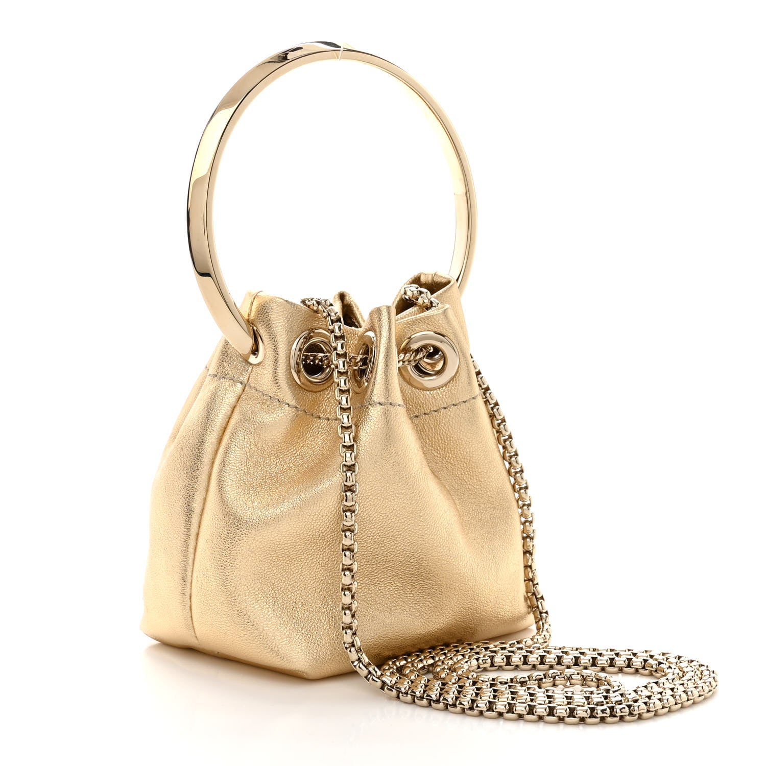 Jimmy Choo Metallic Lambskin Micro Bon Bon Bag Gold 3 of 10