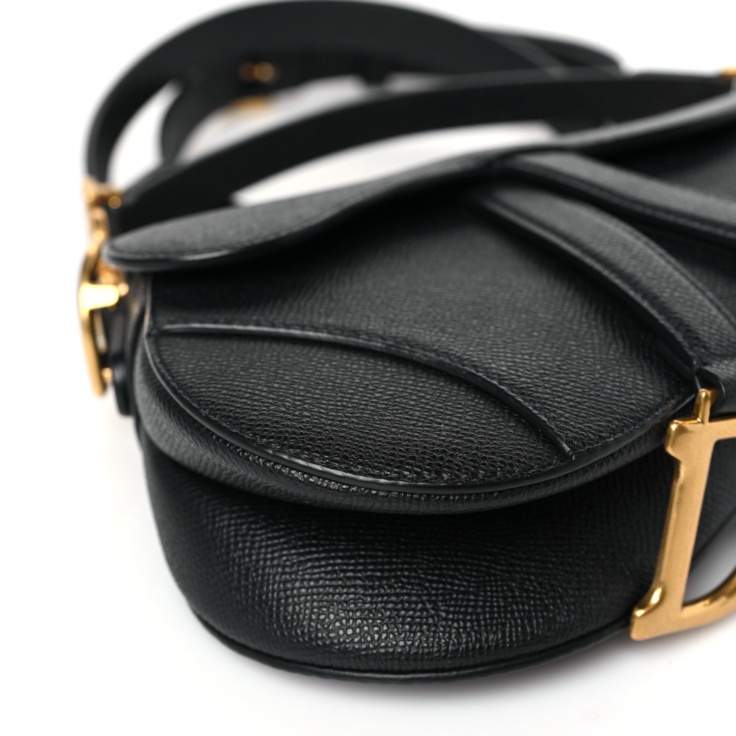 Christian Dior Grained Calfskin Mini Saddle Bag With Strap Black 8 of 9