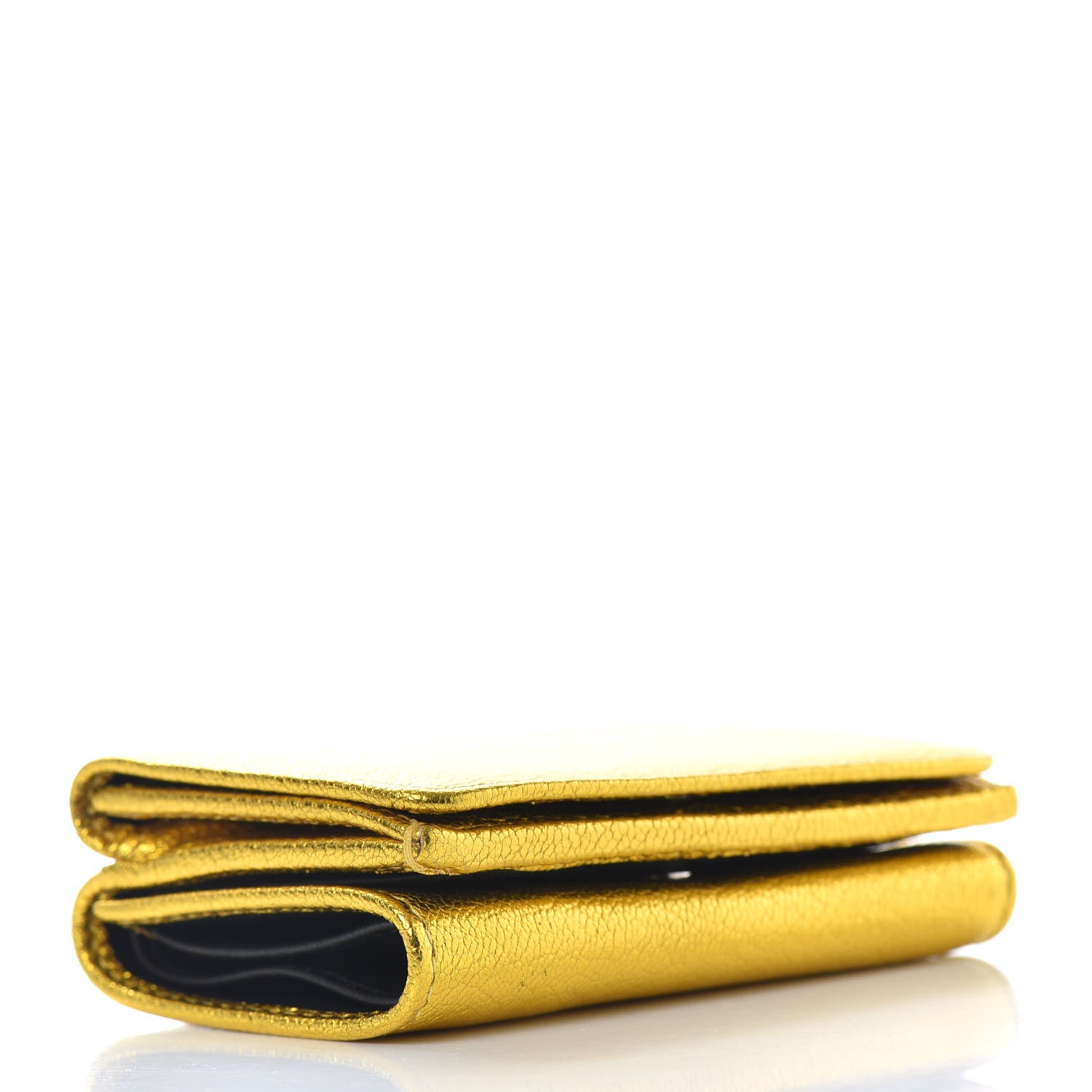 Balenciaga Metallic Goatskin Logo Mini Everyday Wallet Oro Black 4 of 6