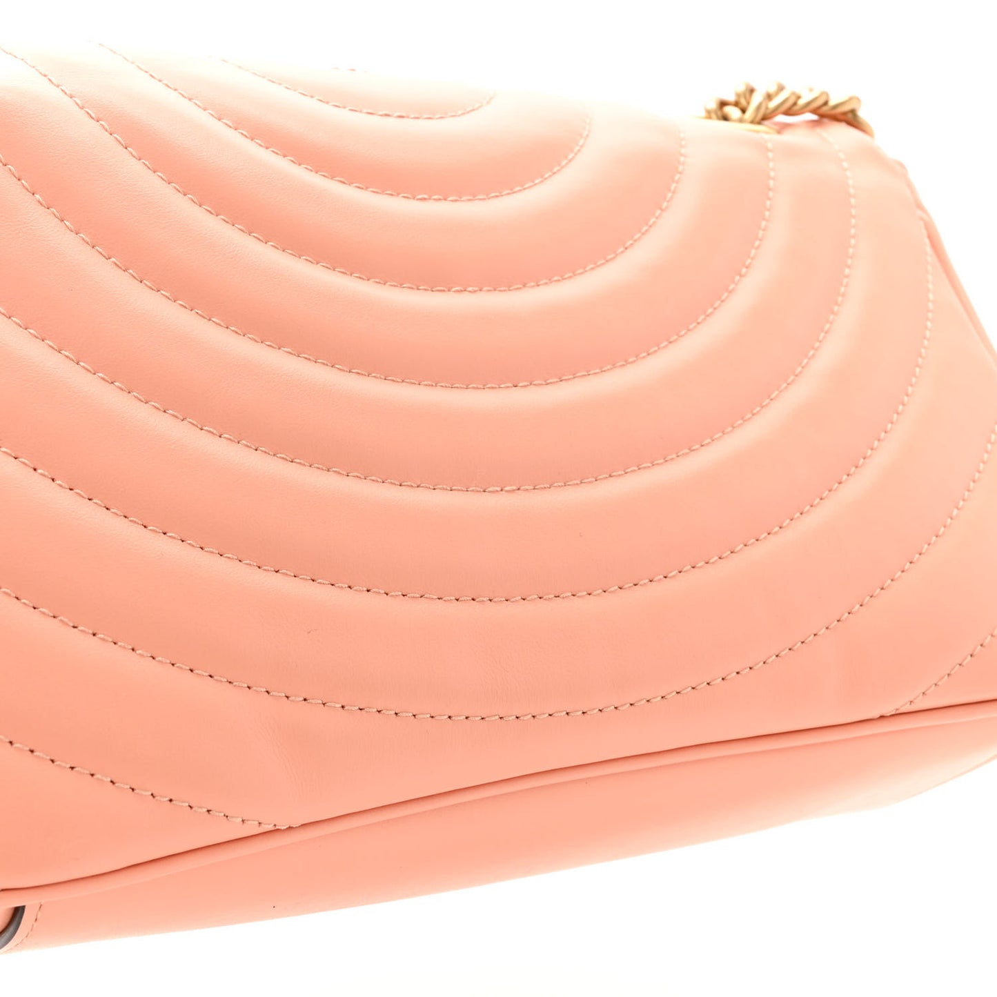 Calfskin Vertical Ring Matelasse Small GG Marmont Shoulder Bag Peachy Chic