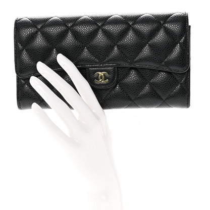 Chanel Caviar Quilted Large Gusset Flap Wallet Black 2 of 8