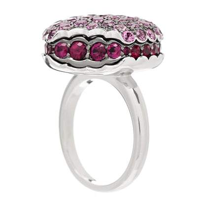 Boucheron 18K White Gold Ruby Pink Sapphire Macaron Ring 54 6.75 1 of 8