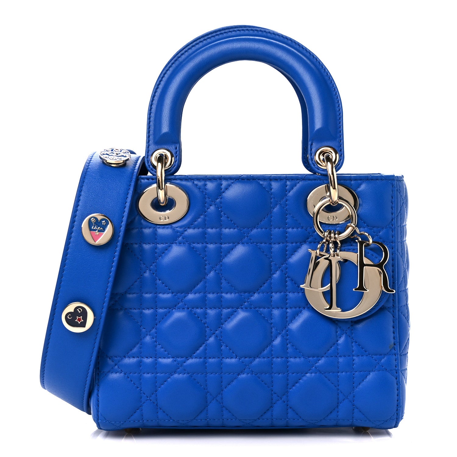 Christian Dior Lambskin Cannage Small Lucky Badges My Lady Dior Blue 1 of 11