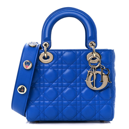Christian Dior Lambskin Cannage Small Lucky Badges My Lady Dior Blue 1 of 11
