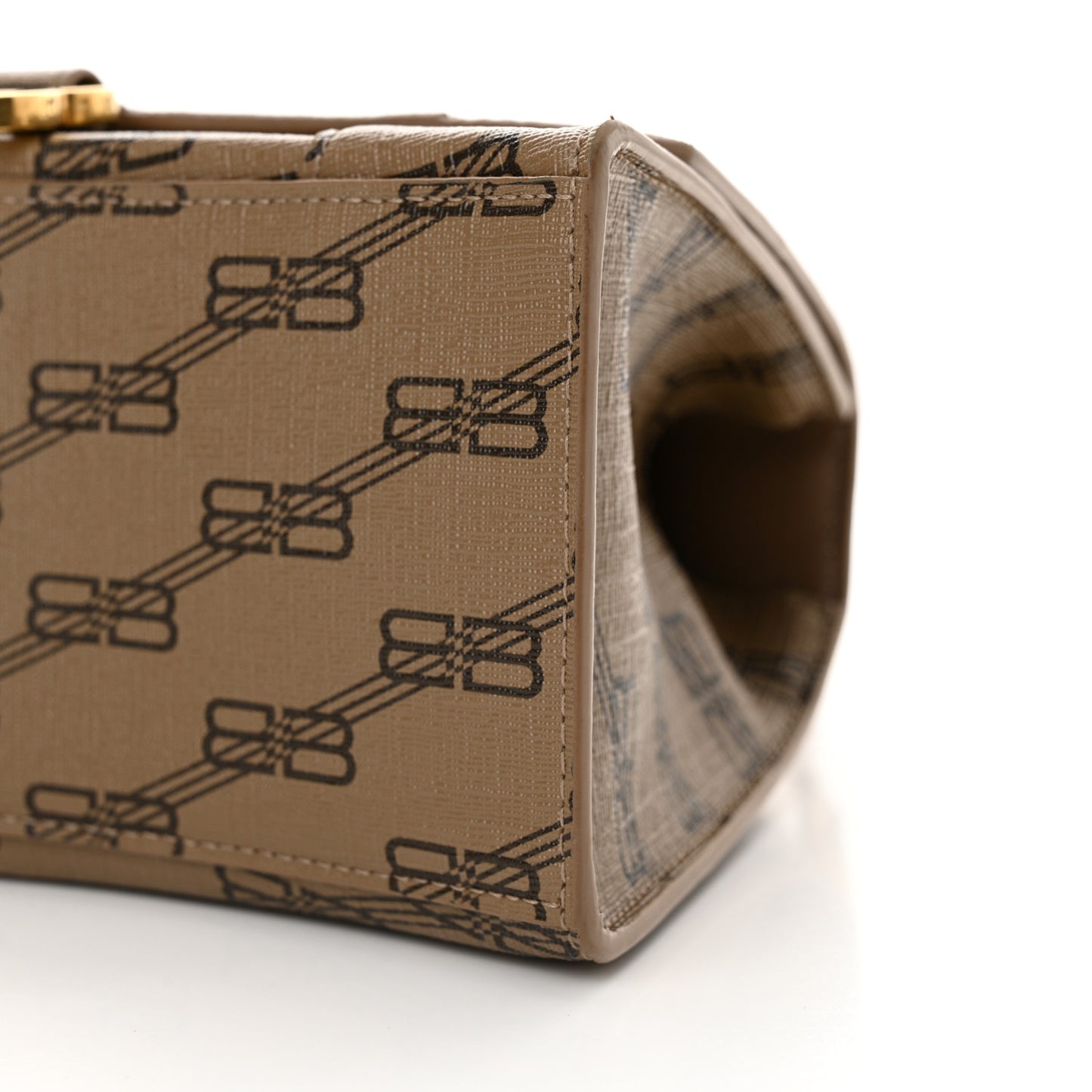 Coated Canvas BB Monogram Small Hourglass Top Handle Bag Beige Brown