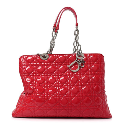 Christian Dior Patent Cannage Large Dior Soft Shopping Tote Red 1 of 11