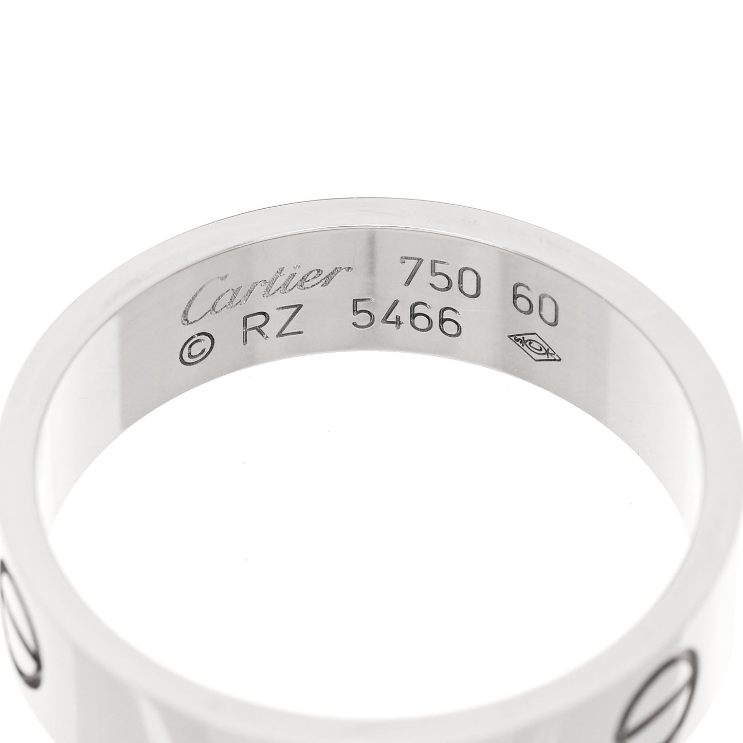 18K White Gold 5.5mm LOVE Ring 60 9
