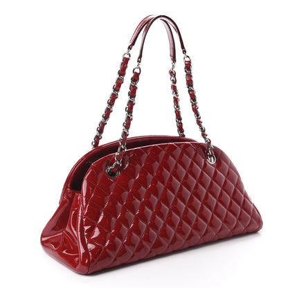 Chanel Patent Quilted Medium Just Mademoiselle Bowling Bag Red 3 of 14
