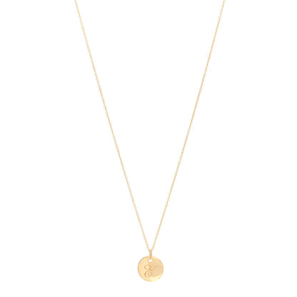 Tiffany 18K Yellow Gold Notes Letter E Disc Charm Pendant Necklace 1 of 4