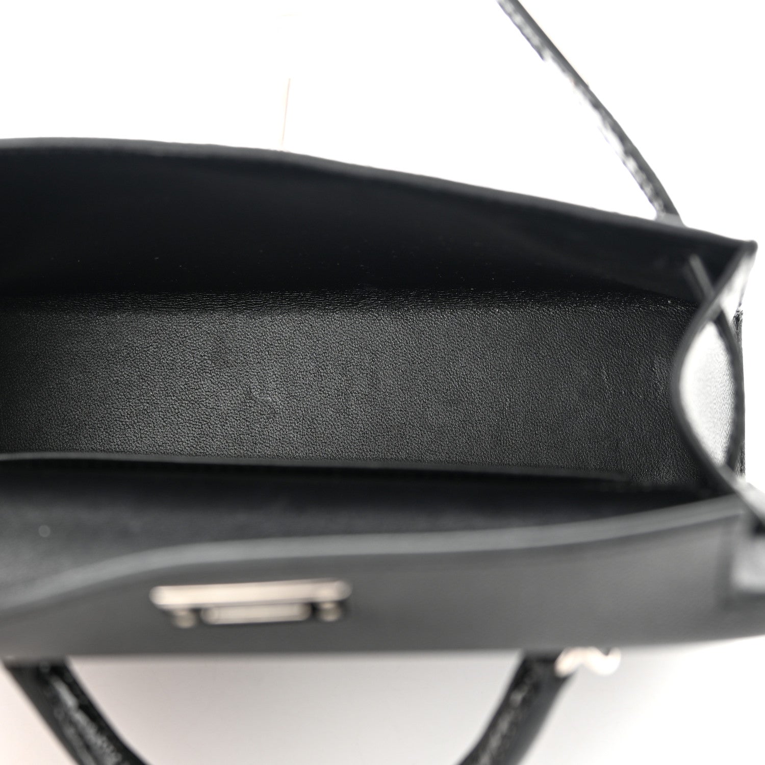 Hermes Madame Calfskin Shiny Alligator Mini Kelly Sellier Touch 20 Black 5 of 11