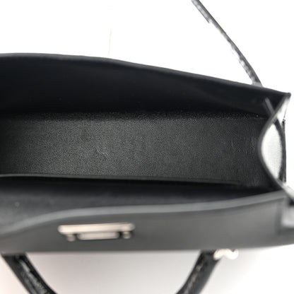 Hermes Madame Calfskin Shiny Alligator Mini Kelly Sellier Touch 20 Black 5 of 11