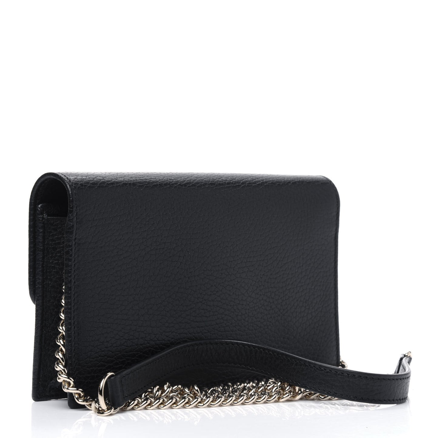 Dollar Calfskin Interlocking G Chain Wallet Black