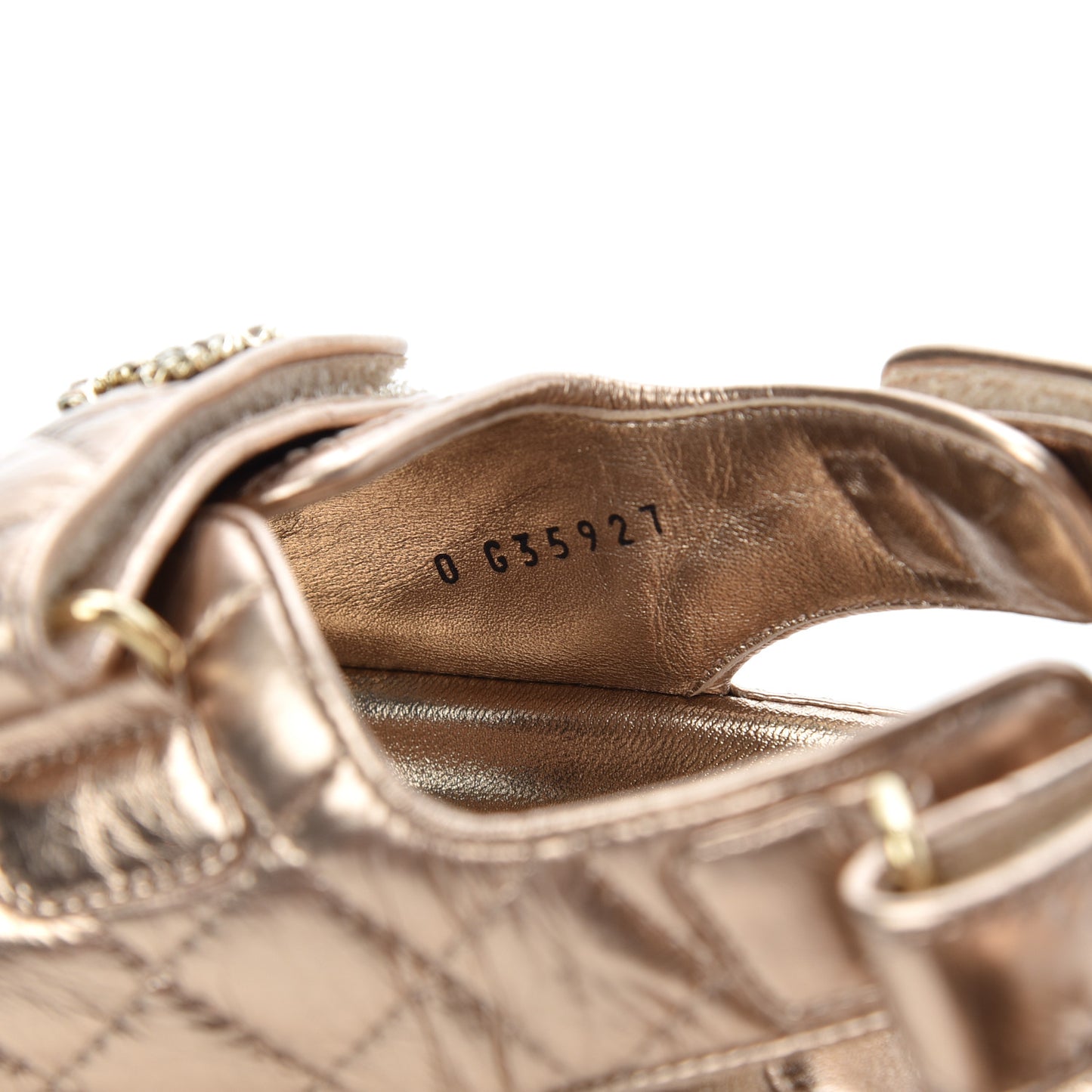 Iridescent Lambskin Quilted Velcro Dad Sandals 39 Light Bronze