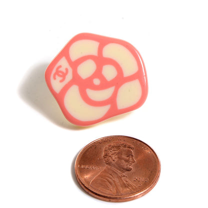 Chanel Resin Camellia CC Clip On Earrings Pink 2 of 4