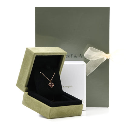 Van Cleef & Arpels 18K Rose Gold Carnelian Sweet Alhambra Pendant Necklace 6 of 6