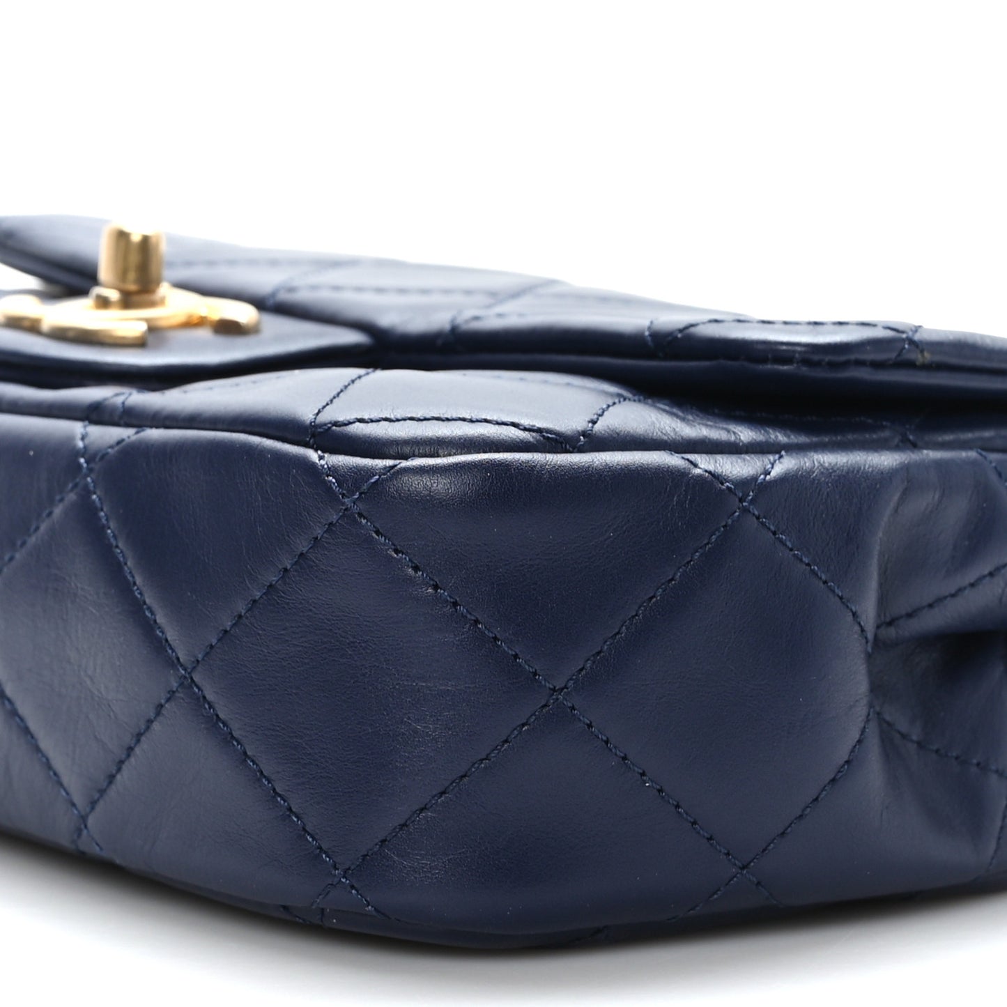 Calfskin Quilted Small Crystal Pearls Flap Bag Blue