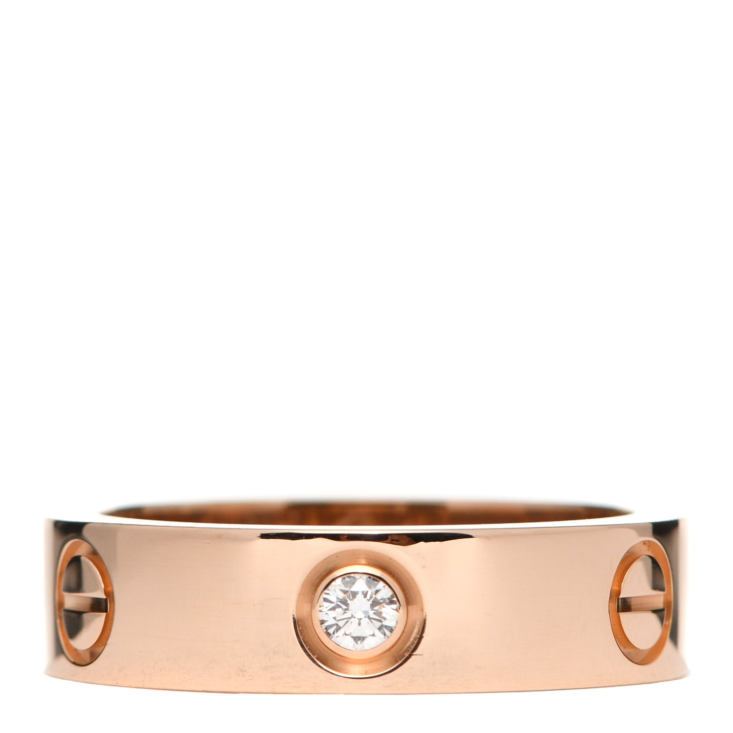 18K Pink Gold 3 Diamond 5.5mm LOVE Ring 57 8