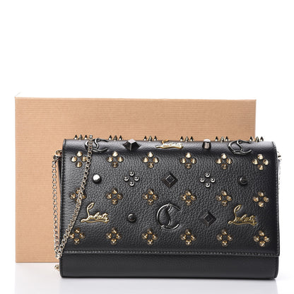 Christian Louboutin Grained Calfskin Spikes Loubinthesky Paloma Wallet On Chain Black Multimetal 10 of 10