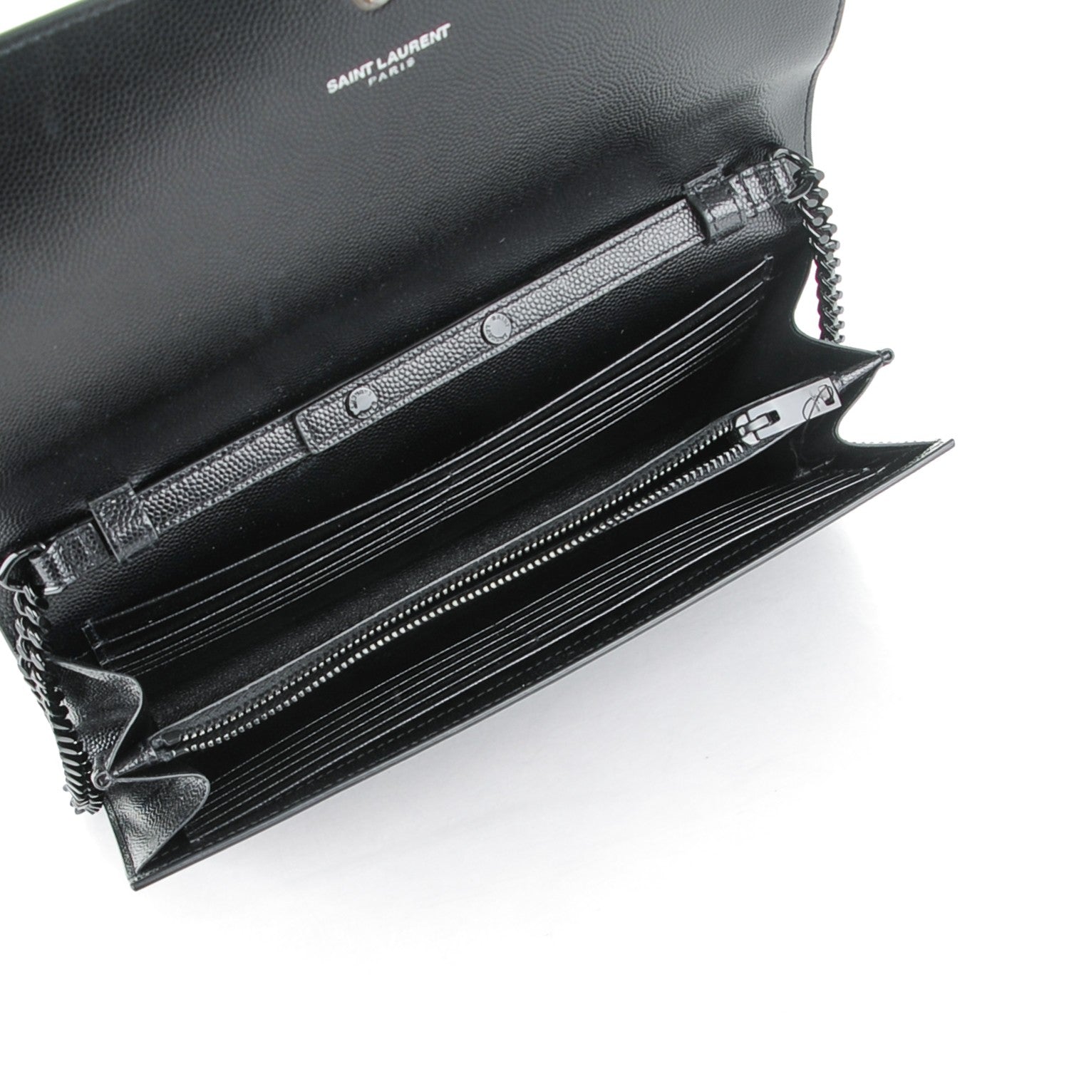 Saint Laurent Grain De Poudre Monogram Chain Wallet Black 5 of 8