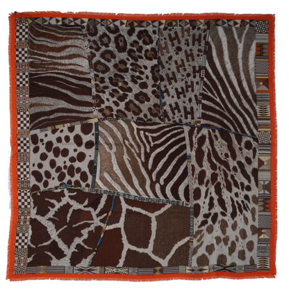 Hermes Cashmere Silk Pelages et Camouflage Fringed Scarf 90 2 of 5
