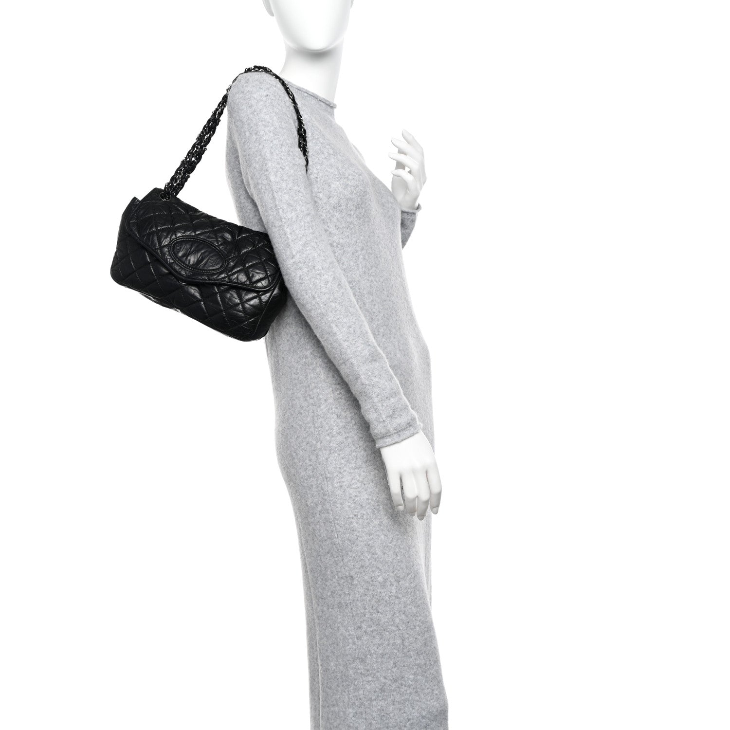 Chanel Aged Calfskin Vintage Ligne Flap Black 2 of 10