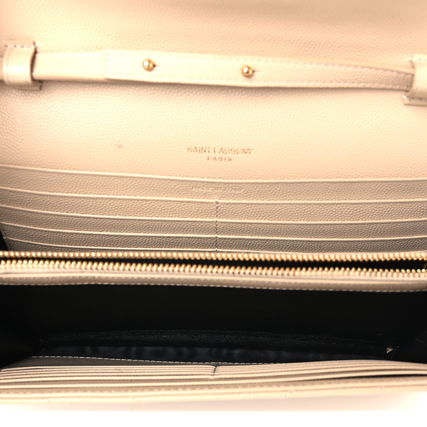 Saint Laurent Grain De Poudre Matelasse Chevron Monogram Chain Wallet Nude Powder 5 of 9
