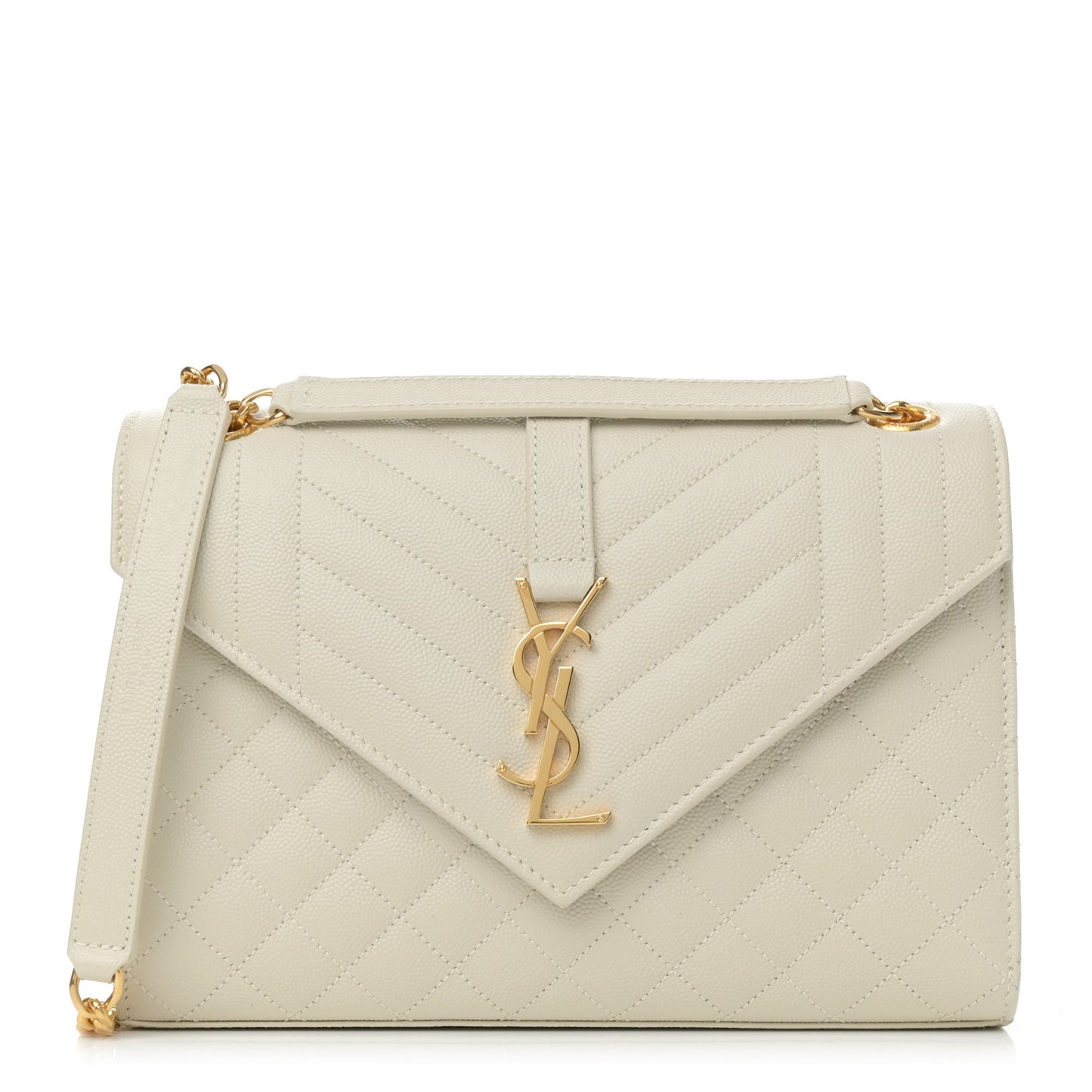 Grain De Poudre Textured Mixed Matelasse Medium Triquilt Monogram Satchel Blanc Vintage