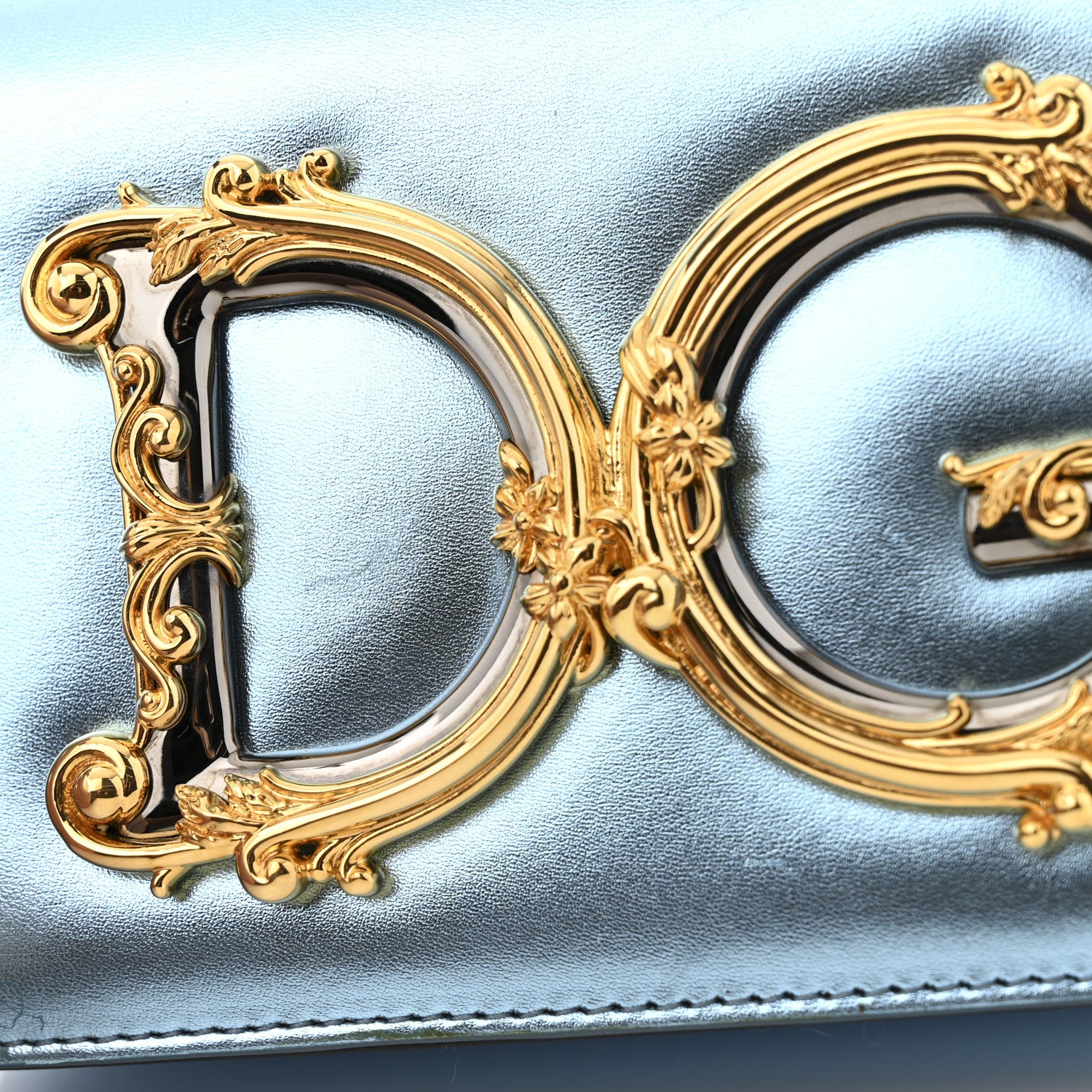 Dolce & Gabbana Metallic Nappa Mini DG Girls Shoulder Bag Blue 13 of 16