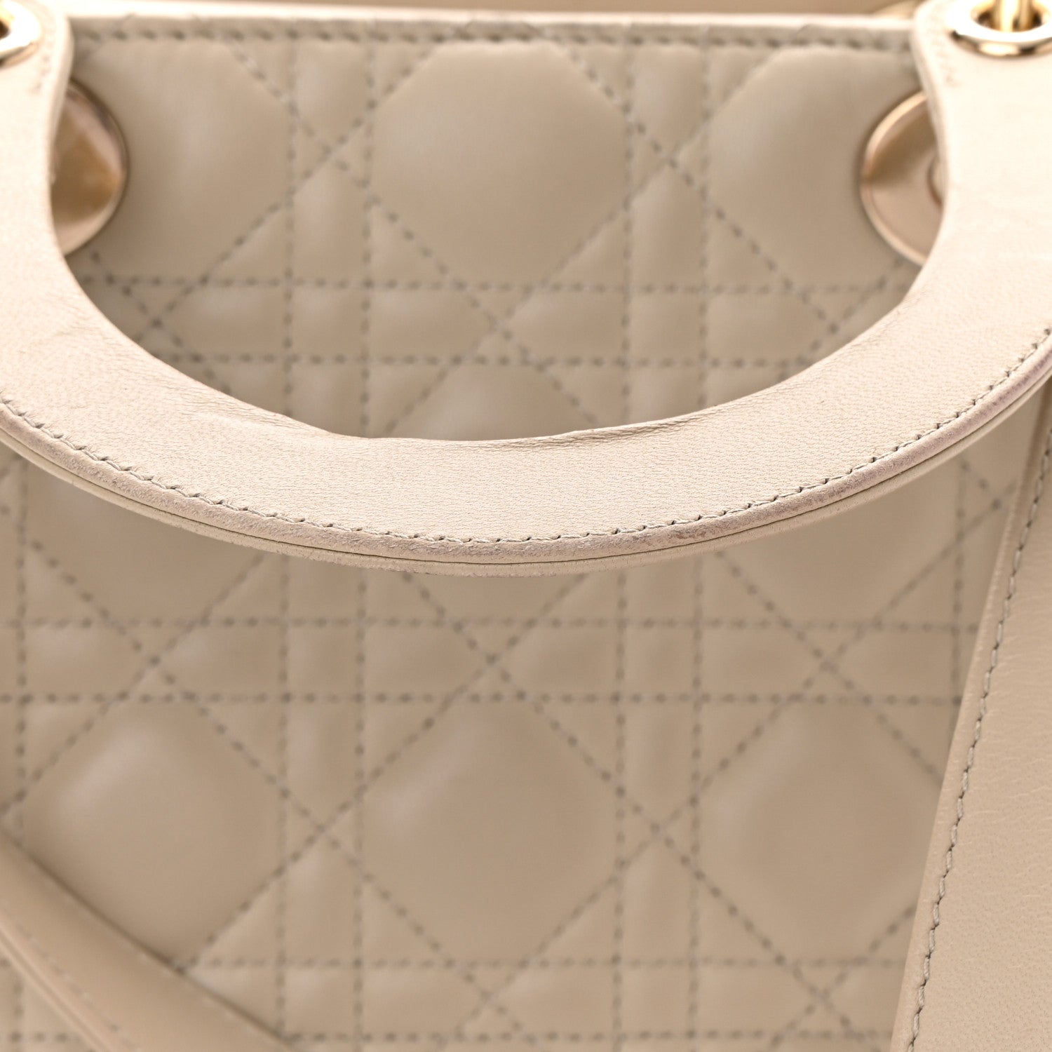 Christian Dior Lambskin Cannage Medium Lady Dior Beige 23 of 24