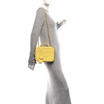 Chanel Caviar Quilted Medium CC Filigree Vanity Case Yellow 2 of 10