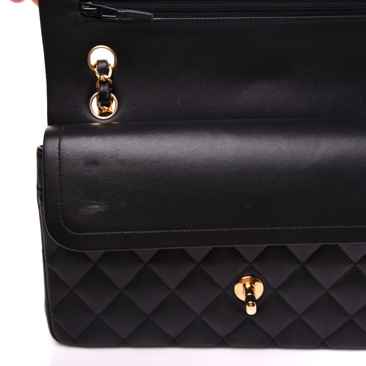 Chanel Lambskin Quilted Medium Double Flap Black 13 of 18