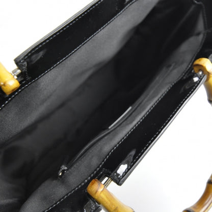 Gucci Patent Leather Bamboo Handbag Black 7 of 10