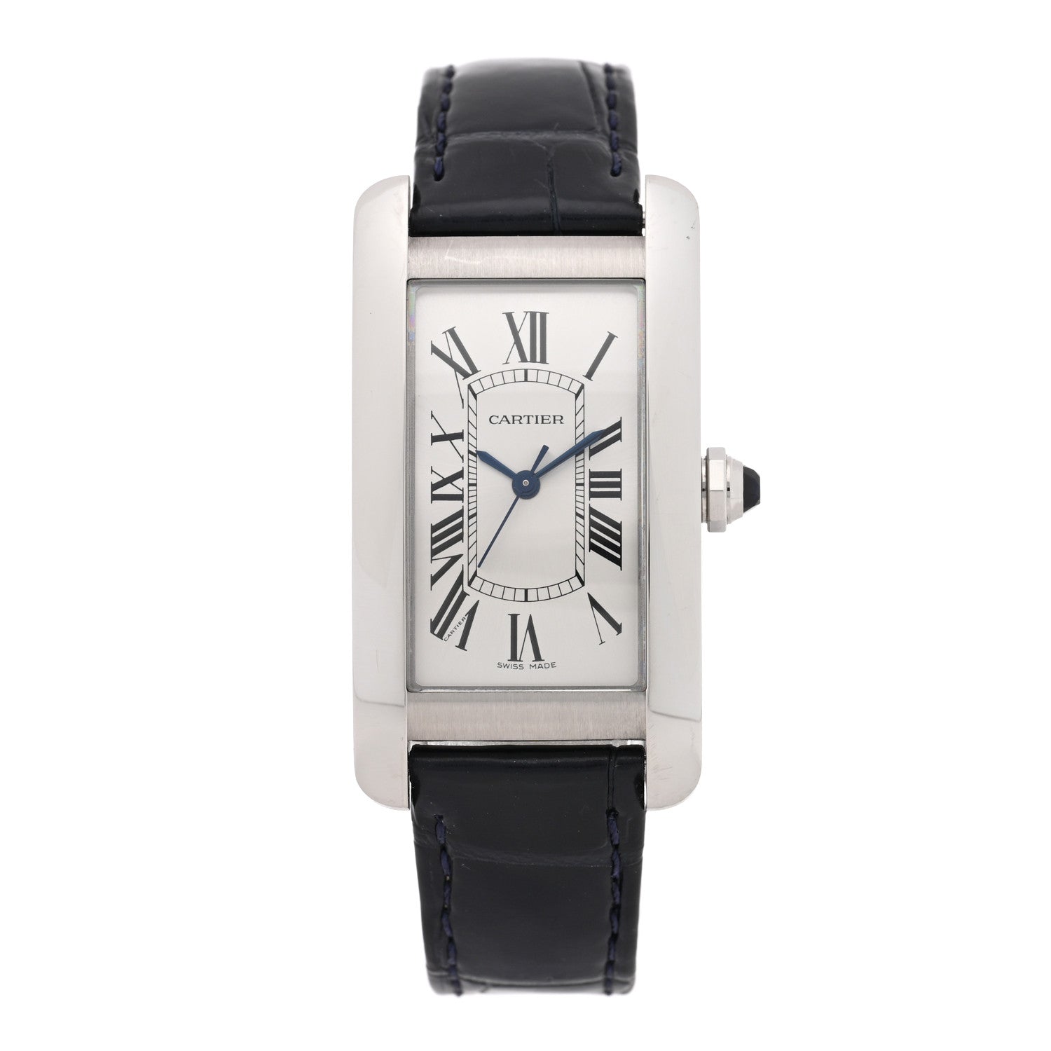 Cartier Stainless Steel Alligator 19mm Tank Americaine Quartz Watch 1 of 5