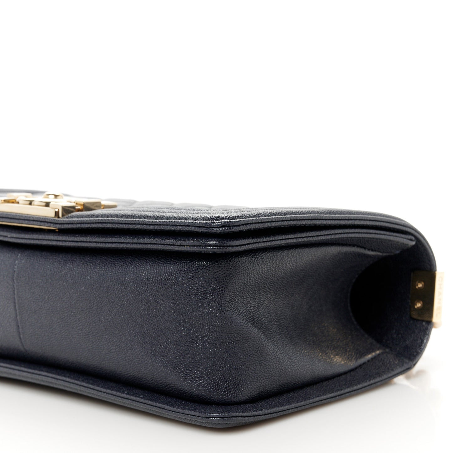 Caviar Quilted Medium Boy Flap Dark Navy Blue