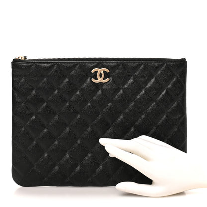 Chanel Caviar Quilted Studded CC Medium Cosmetic Case Black 2 of 9